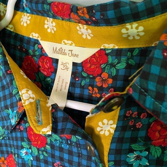 Matilda Jane Checked Floral Print Shirt Dress Size XS - Picture 3 of 9
